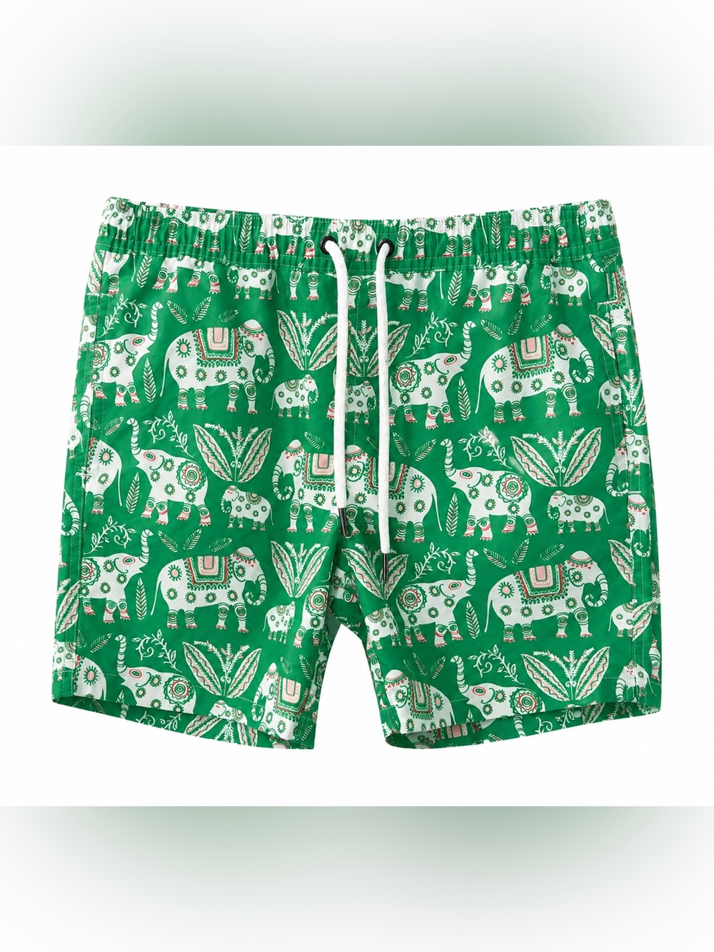 Strong Boalt Boys Size 12 Elephant Print Swim Trunks Green Tropical Board Shorts